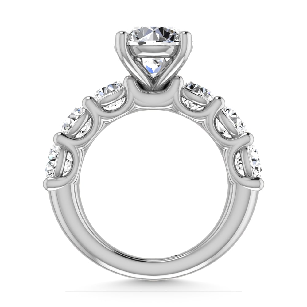 14K White Gold Lab Grown Diamond 5 Ct.Tw. Round Shape Halfway Engagement Ring (IGI Certified Center - 4