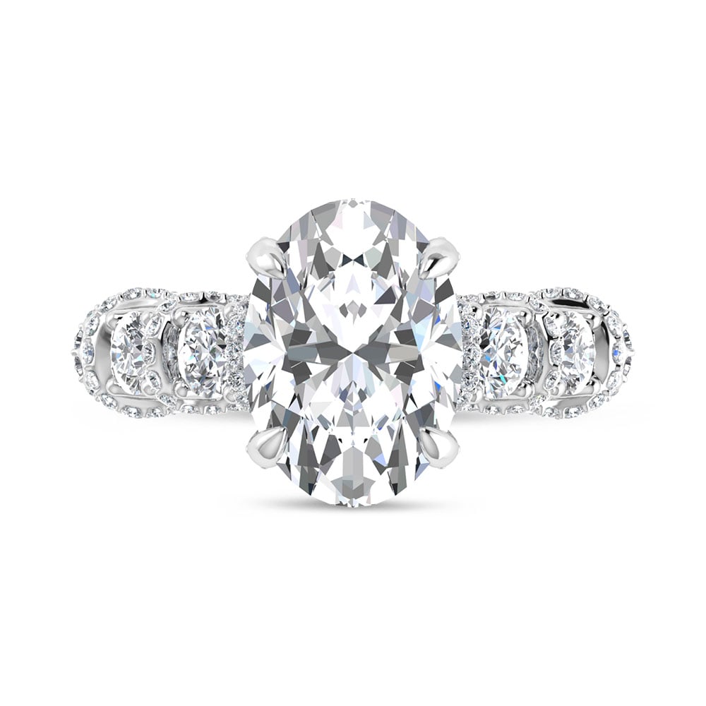 14K White Gold 7 Ct.Tw. Lab Grown Diamond Engagement Ring (IGI Certified Center 5ct) - 2