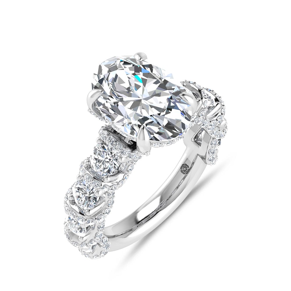 14K White Gold 7 Ct.Tw. Lab Grown Diamond Engagement Ring (IGI Certified Center 5ct) - 3