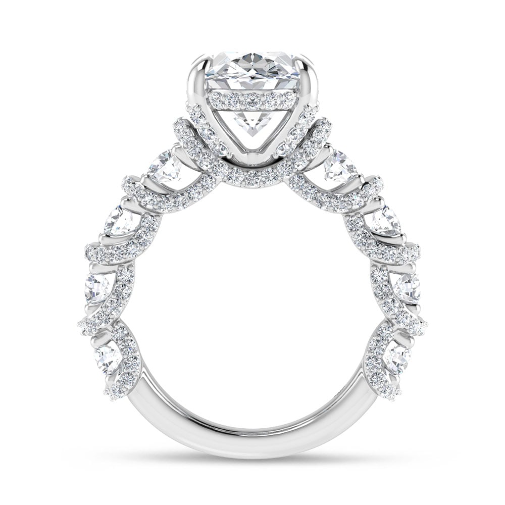 14K White Gold 7 Ct.Tw. Lab Grown Diamond Engagement Ring (IGI Certified Center 5ct) - 4