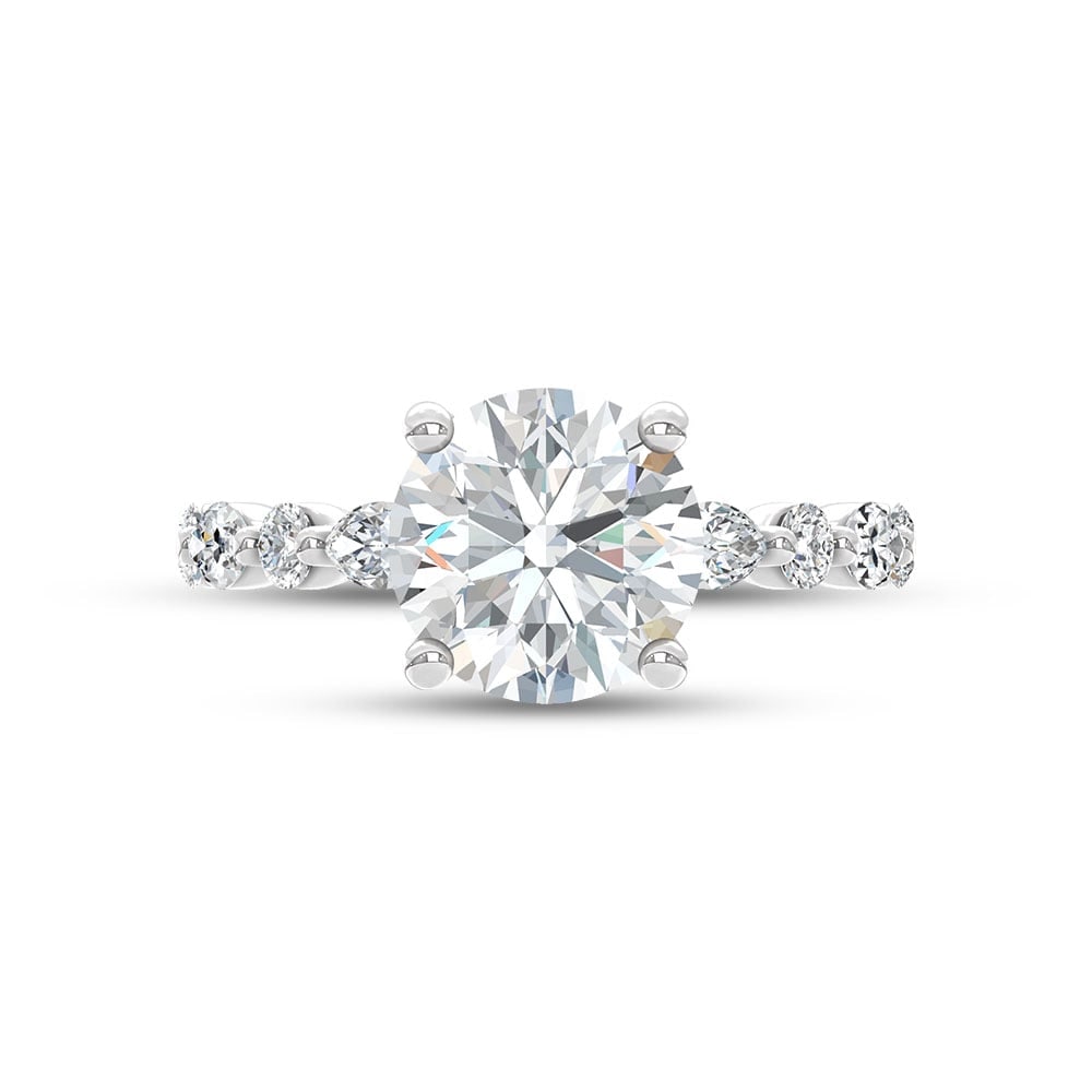 14K White Gold Lab Grown Diamond 5 7/8 Ct.Tw. Round Shape Engagement Ring (Center 5 Ctw) - 2