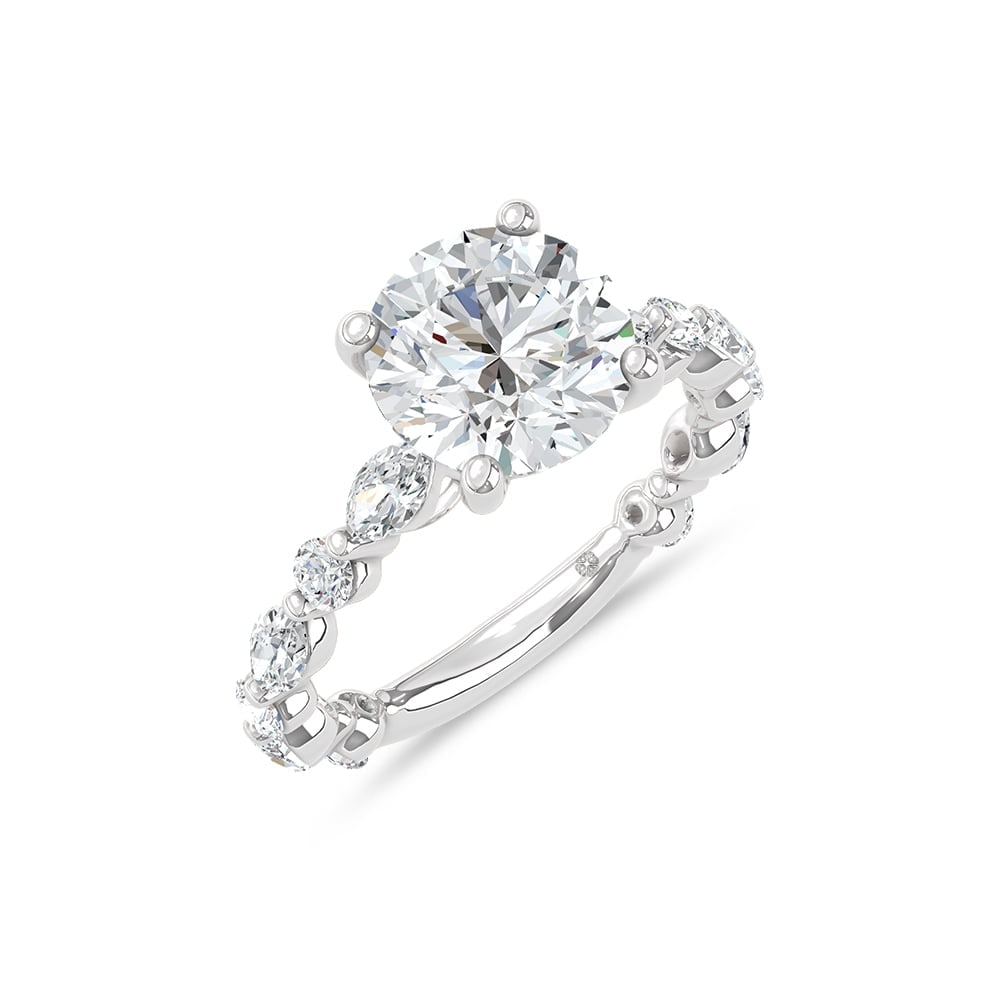 14K White Gold Lab Grown Diamond 5 7/8 Ct.Tw. Round Shape Engagement Ring (Center 5 Ctw) - 3
