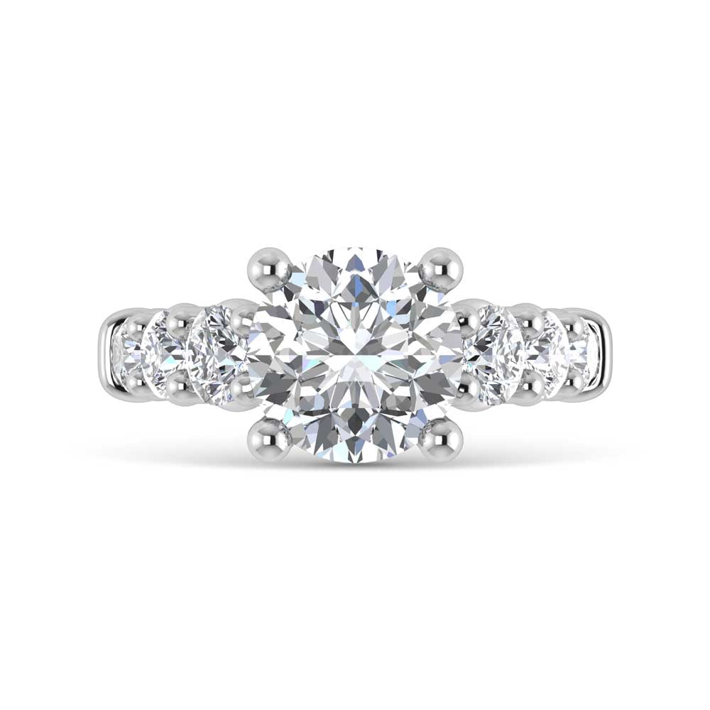 14K White Gold Lab Grown Diamond 4 3/8 Ct.Tw. Engagement Ring (IGI Certified Center 3ct) - 2