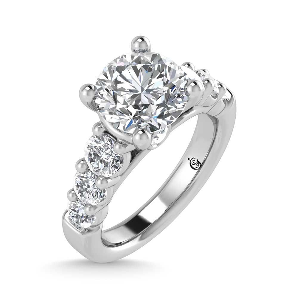 14K White Gold Lab Grown Diamond 4 3/8 Ct.Tw. Engagement Ring (IGI Certified Center 3ct) - 3