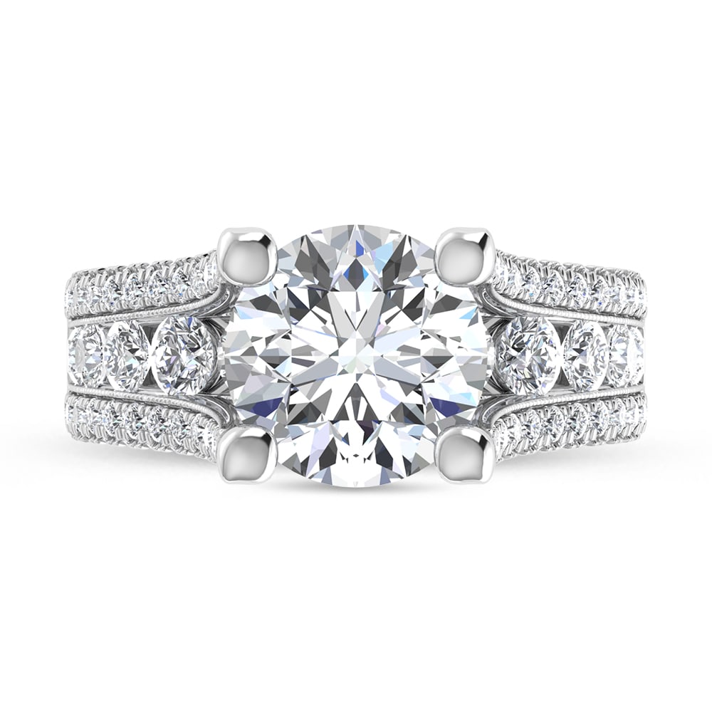 14K White Gold 5 Ct.Tw. Lab Grown Diamond Engagement Ring (IGI Certified Center 3ct) - 2