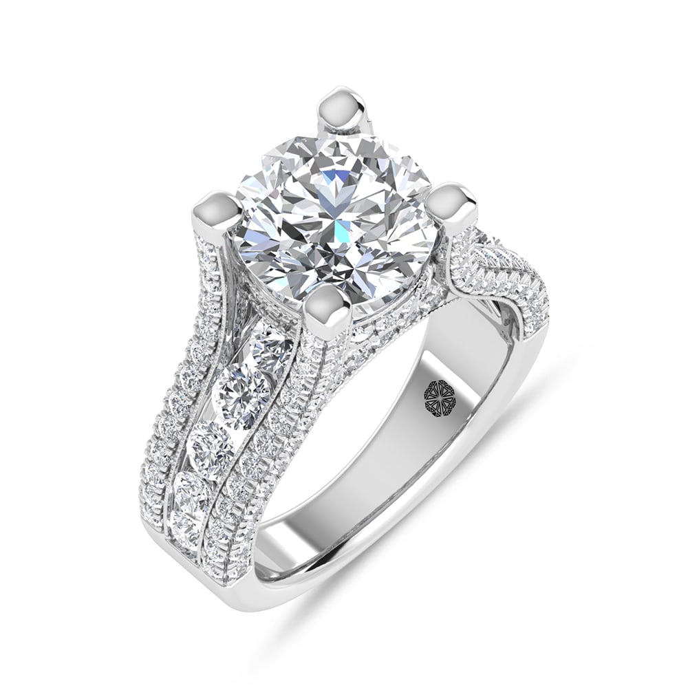 14K White Gold 5 Ct.Tw. Lab Grown Diamond Engagement Ring (IGI Certified Center 3ct) - 3