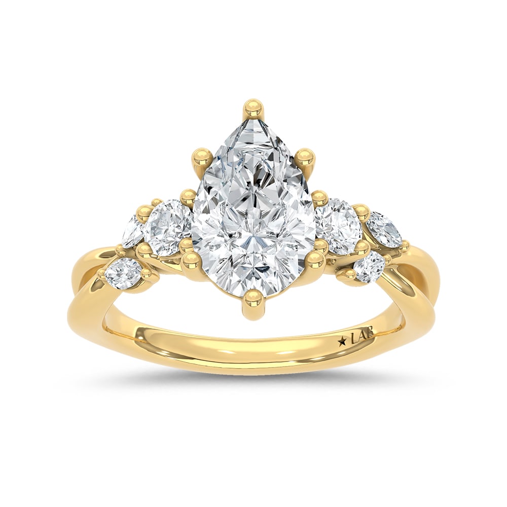 14K Yellow Gold Lab Grown Diamond 2 1/3 Ct.Tw. Engagement Ring (IGI Certified Center 2ct): 14K Yellow Gold Lab Grown Diamond 2 1/3 Ct.Tw. Engagement Ring (IGI Certified Center 2ct) 14k Yellow Gold Stone Color: D-f Stone Clarity: Vs Each ring is presented in standard size 6.5. Complimentary 