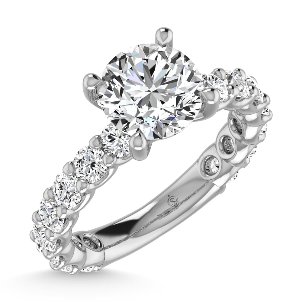 14K White Gold Lab Grown Diamond 5 3/8 Ct.Tw. Round Shape Three Forth Engagement Ring (IGI - 2
