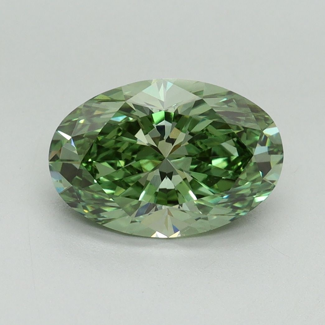 Loose Diamond - OVAL 2.06ct Fancy Vivid Green VS2: Loose Diamond - OVAL 2.06ct Fancy Vivid Green VS2 Source: This is a real non-mined Diamond that has been grown in a lab Shape: OVAL Carats: 2.06 Color: Fancy Vivid Green Certification: IGI Video: