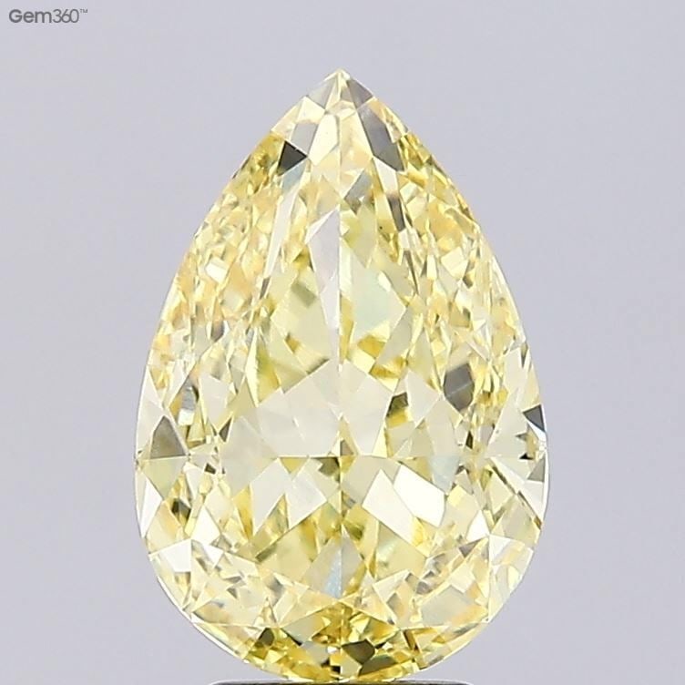 Loose Diamond - PEAR 5.04ct Fancy Intense Yellow VS2: Loose Diamond - PEAR 5.04ct Fancy Intense Yellow VS2 Source: This is a real non-mined Diamond that has been grown in a lab Shape: PEAR Carats: 5.04 Color: Fancy Intense Yellow Certification: IGI Video