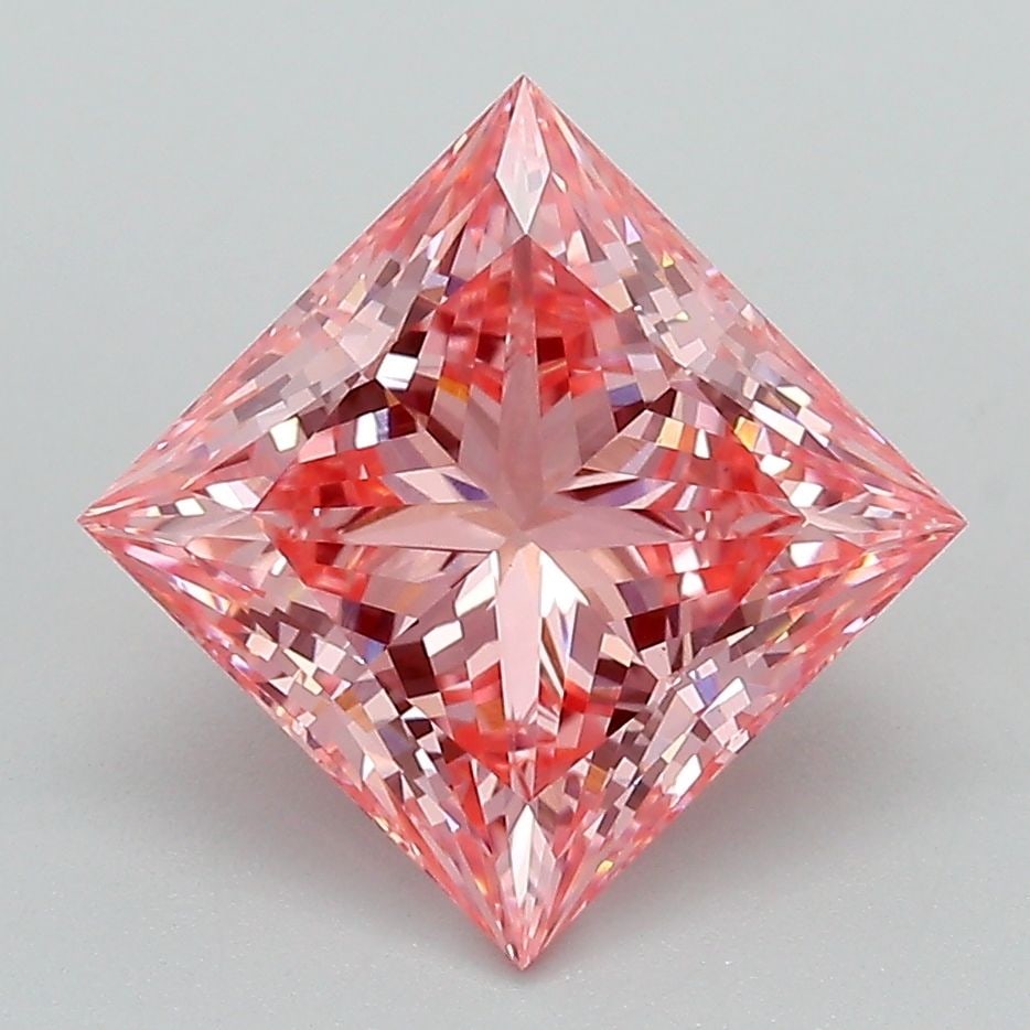Loose Diamond - PRINCESS 3.09ct Fancy Vivid Pink VS1: Loose Diamond - PRINCESS 3.09ct Fancy Vivid Pink VS1 Source: This is a real non-mined Diamond that has been grown in a lab Shape: PRINCESS Carats: 3.09 Color: Fancy Vivid Pink Certification: IGI
