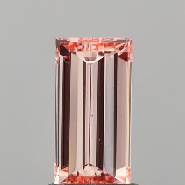 Loose Diamond - BAGUETTE 0.97ct Fancy Pink VS1: Loose Diamond - BAGUETTE 0.97ct Fancy Pink VS1 Source: This is a real non-mined Diamond that has been grown in a lab Shape: BAGUETTE Carats: 0.97 Color: Fancy Pink Certification: IGI Video: