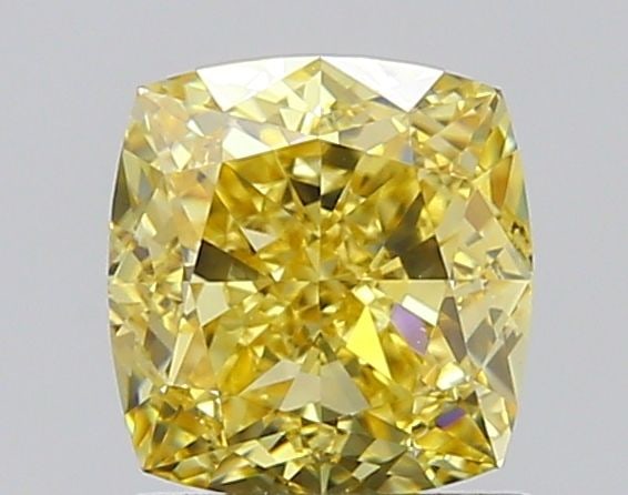 Loose Diamond - CUSHION MODIFIED 1.27ct Fancy Vivid Yellow VVS1: Loose Diamond - CUSHION MODIFIED 1.27ct Fancy Vivid Yellow VVS1 Source: This is a real non-mined Diamond that has been grown in a lab Shape: CUSHION MODIFIED Carats: 1.27 Color: Fancy Vivid Yellow Cer