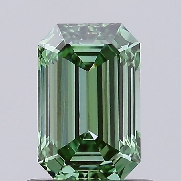 Loose Diamond - EMERALD 0.71ct Fancy Vivid Green VVS2: Loose Diamond - EMERALD 0.71ct Fancy Vivid Green VVS2 Source: This is a real non-mined Diamond that has been grown in a lab Shape: EMERALD Carats: 0.71 Color: Fancy Vivid Green Certification: IGI Vide