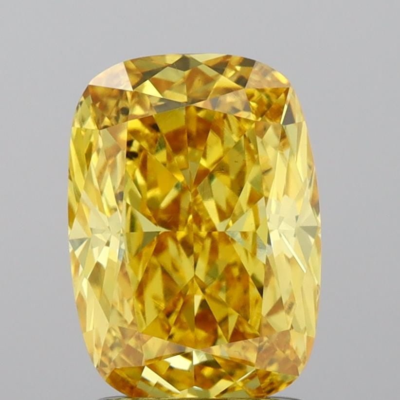 Loose Diamond - CUSHION BRILLIANT 1.78ct Fancy Vivid Yellow VS1: Loose Diamond - CUSHION BRILLIANT 1.78ct Fancy Vivid Yellow VS1 Source: This is a real non-mined Diamond that has been grown in a lab Shape: CUSHION BRILLIANT Carats: 1.78 Color: Fancy Vivid Yellow Ce