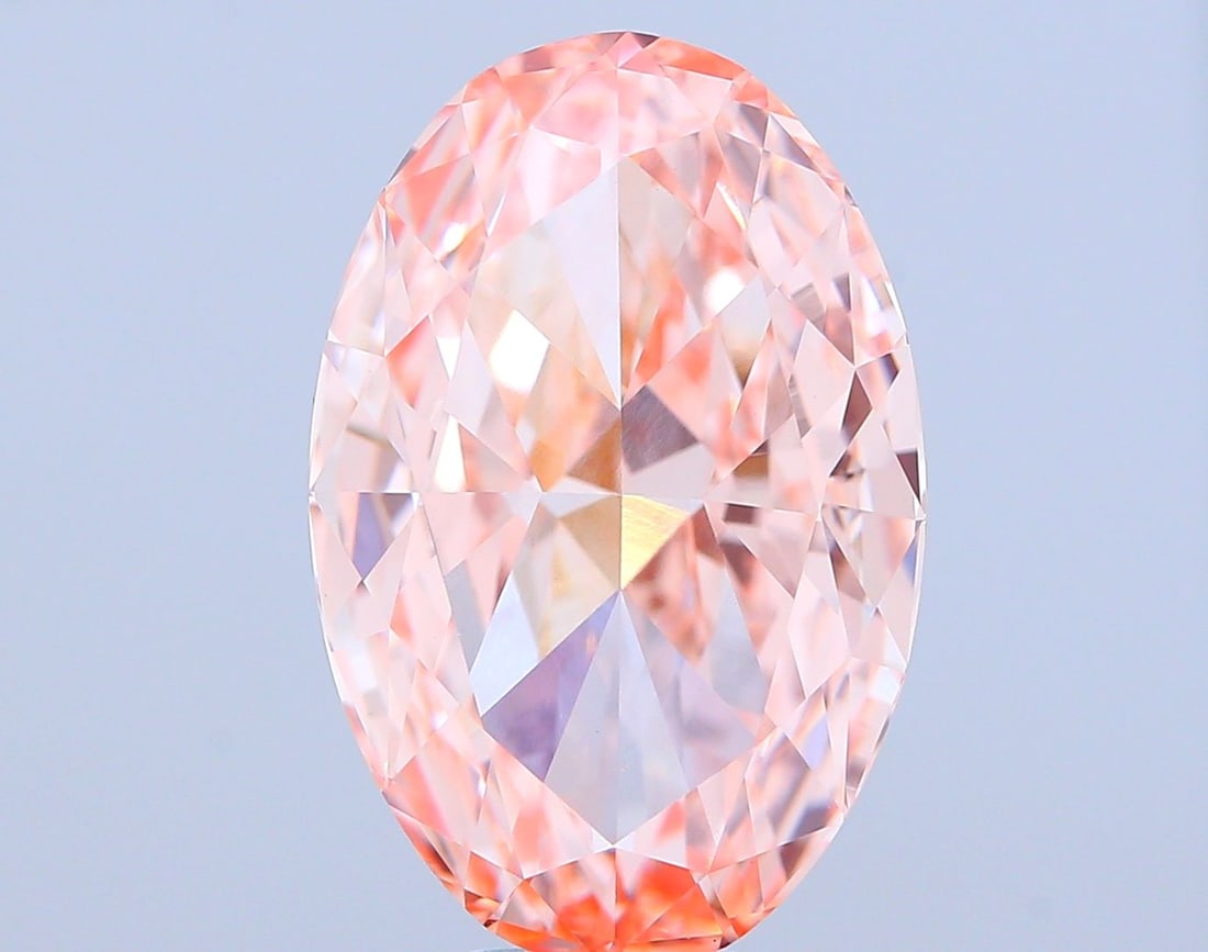 Loose Diamond - OVAL 10.02ct Fancy Intense Orangey Pink VS1: Loose Diamond - OVAL 10.02ct Fancy Intense Orangey Pink VS1 Source: This is a real non-mined Diamond that has been grown in a lab Shape: OVAL Carats: 10.02 Color: Fancy Intense Orangey Pink Certificat