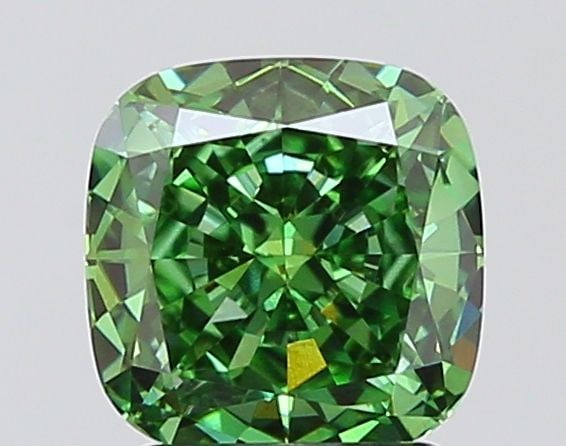 Loose Diamond - CUSHION MODIFIED 2.03ct Fancy Vivid Green VVS2: Loose Diamond - CUSHION MODIFIED 2.03ct Fancy Vivid Green VVS2 Source: This is a real non-mined Diamond that has been grown in a lab Shape: CUSHION MODIFIED Carats: 2.03 Color: Fancy Vivid Green Certi