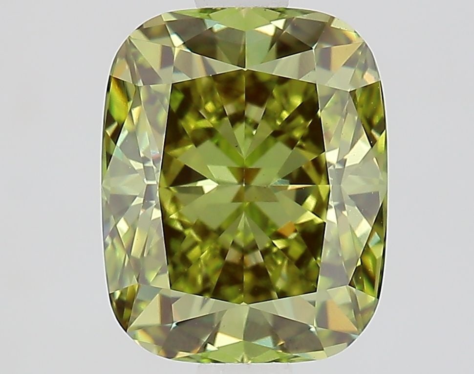 Loose Diamond - CUSHION BRILLIANT 2.02ct Fancy Vivid Green VS1: Loose Diamond - CUSHION BRILLIANT 2.02ct Fancy Vivid Green VS1 Source: This is a real non-mined Diamond that has been grown in a lab Shape: CUSHION BRILLIANT Carats: 2.02 Color: Fancy Vivid Green Cert