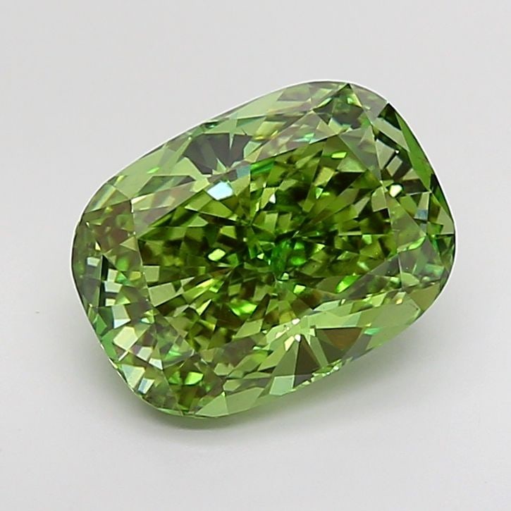 Loose Diamond - CUSHION BRILLIANT 5.26ct Fancy Vivid Green VS2: Loose Diamond - CUSHION BRILLIANT 5.26ct Fancy Vivid Green VS2 Source: This is a real non-mined Diamond that has been grown in a lab Shape: CUSHION BRILLIANT Carats: 5.26 Color: Fancy Vivid Green Cert