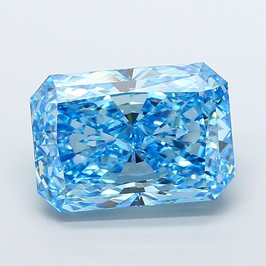 Loose Diamond - RADIANT 15.06ct Fancy Vivid Blue VVS2: Loose Diamond - RADIANT 15.06ct Fancy Vivid Blue VVS2 Source: This is a real non-mined Diamond that has been grown in a lab Shape: RADIANT Carats: 15.06 Color: Fancy Vivid Blue Certification: IGI Vide