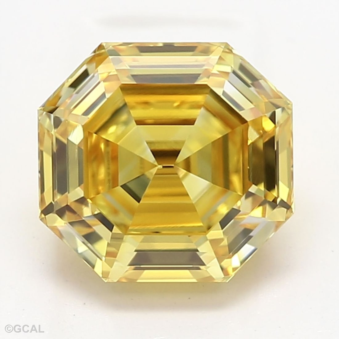 Loose Diamond - OCTAGONAL 1.1ct Fancy Vivid Yellow VS2: Loose Diamond - OCTAGONAL 1.1ct Fancy Vivid Yellow VS2 Source: This is a real non-mined Diamond that has been grown in a lab Shape: OCTAGONAL Carats: 1.1 Color: Fancy Vivid Yellow Certification: GCAL 