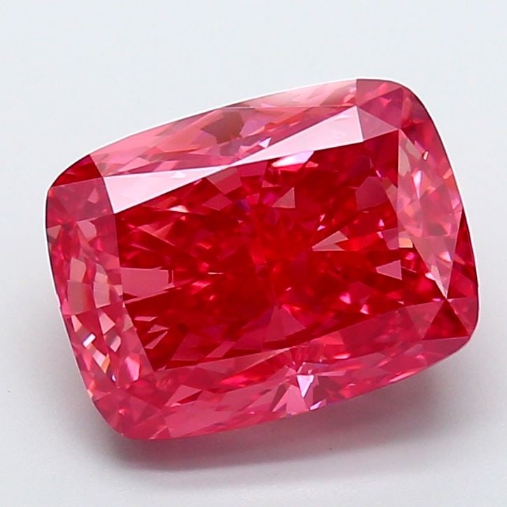 Loose Diamond - CUSHION BRILLIANT 7.24ct Fancy Vivid Reddish Pink VS1: Loose Diamond - CUSHION BRILLIANT 7.24ct Fancy Vivid Reddish Pink VS1 Source: This is a real non-mined Diamond that has been grown in a lab Shape: CUSHION BRILLIANT Carats: 7.24 Color: Fancy Vivid Red