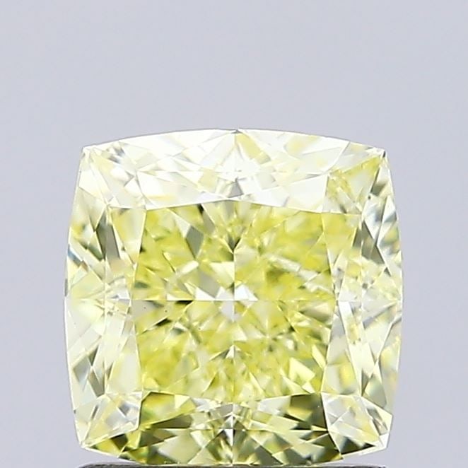 Loose Diamond - CUSHION MODIFIED 1.24ct Fancy Light Yellow VS1: Loose Diamond - CUSHION MODIFIED 1.24ct Fancy Light Yellow VS1 Source: This is a real non-mined Diamond that has been grown in a lab Shape: CUSHION MODIFIED Carats: 1.24 Color: Fancy Light Yellow Cert