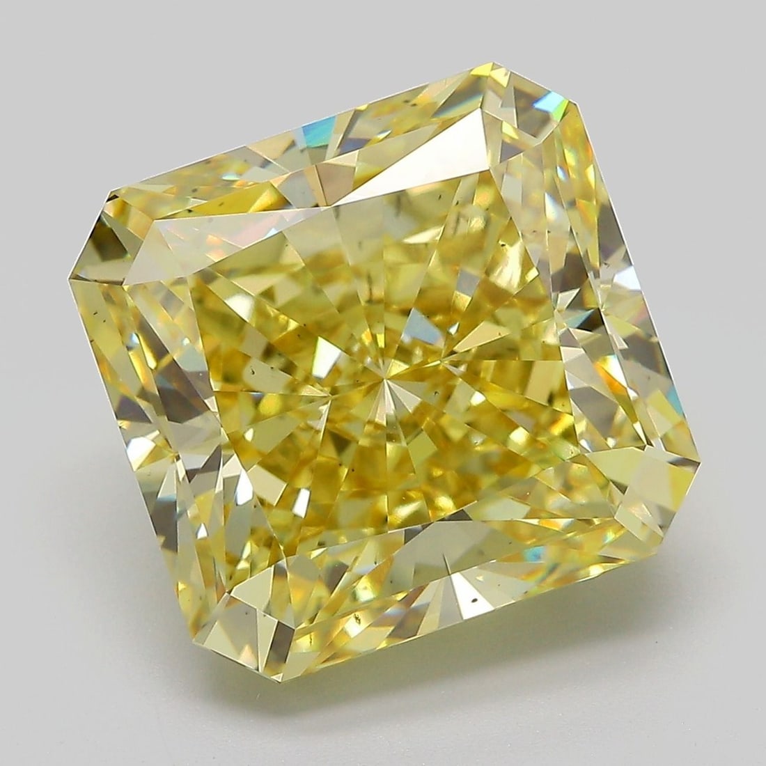 Loose Diamond - SQUARE RADIANT 12.03ct Fancy Intense Yellow VS2: Loose Diamond - SQUARE RADIANT 12.03ct Fancy Intense Yellow VS2 Source: This is a real non-mined Diamond that has been grown in a lab Shape: SQUARE RADIANT Carats: 12.03 Color: Fancy Intense Yellow Ce