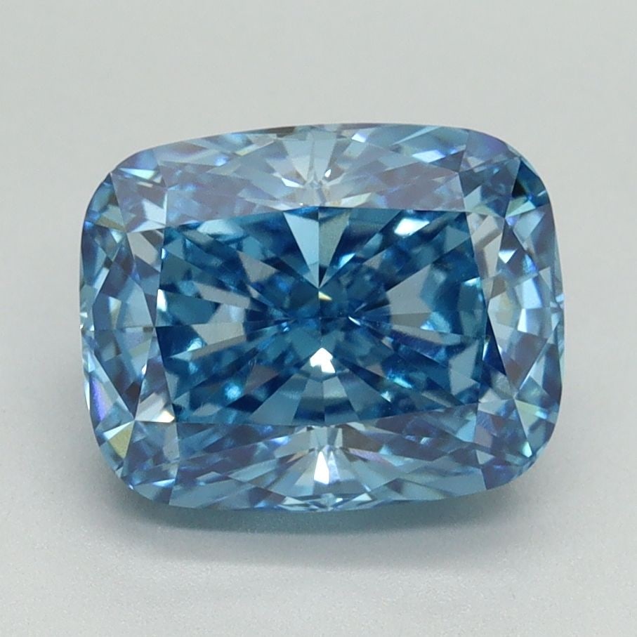 Loose Diamond - CUSHION BRILLIANT 3.02ct Fancy Vivid Blue VS1: Loose Diamond - CUSHION BRILLIANT 3.02ct Fancy Vivid Blue VS1 Source: This is a real non-mined Diamond that has been grown in a lab Shape: CUSHION BRILLIANT Carats: 3.02 Color: Fancy Vivid Blue Certif