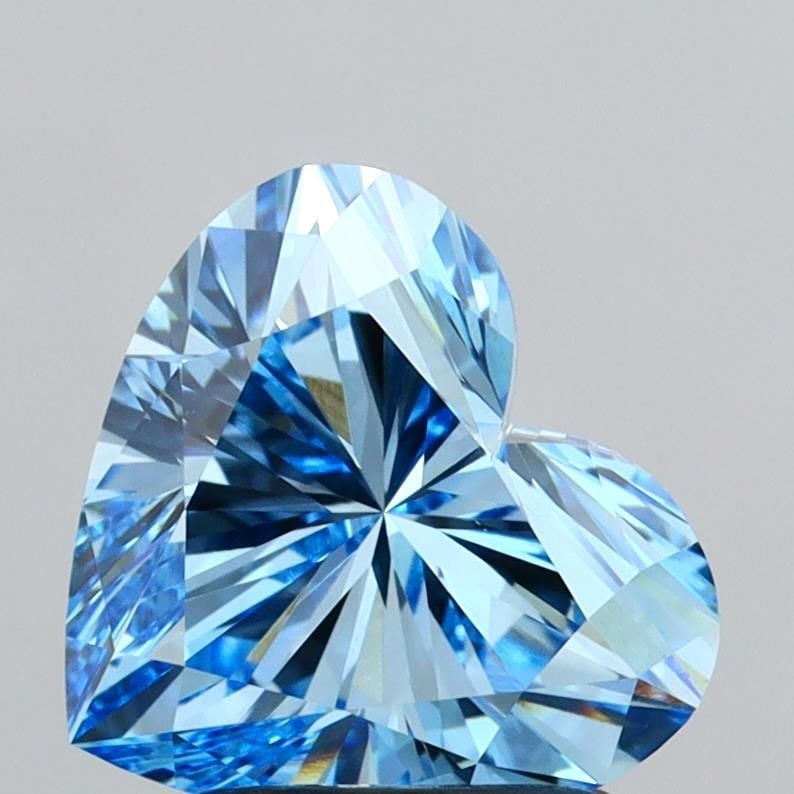 Loose Diamond - HEART 2.05ct Fancy Vivid Blue VS1: Loose Diamond - HEART 2.05ct Fancy Vivid Blue VS1 Source: This is a real non-mined Diamond that has been grown in a lab Shape: HEART Carats: 2.05 Color: Fancy Vivid Blue Certification: IGI Video: