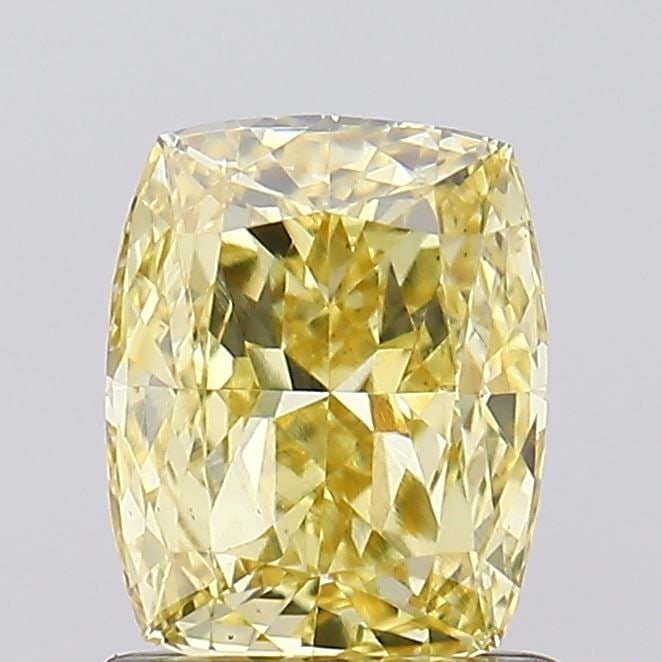 Loose Diamond - CUSHION MODIFIED 1.04ct Fancy Intense Yellow VS1: Loose Diamond - CUSHION MODIFIED 1.04ct Fancy Intense Yellow VS1 Source: This is a real non-mined Diamond that has been grown in a lab Shape: CUSHION MODIFIED Carats: 1.04 Color: Fancy Intense Yellow 