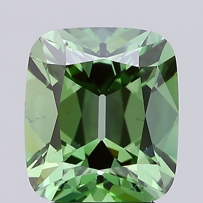 Loose Diamond - CUSHION BRILLIANT 2.59ct Fancy Vivid Green VS2: Loose Diamond - CUSHION BRILLIANT 2.59ct Fancy Vivid Green VS2 Source: This is a real non-mined Diamond that has been grown in a lab Shape: CUSHION BRILLIANT Carats: 2.59 Color: Fancy Vivid Green Cert