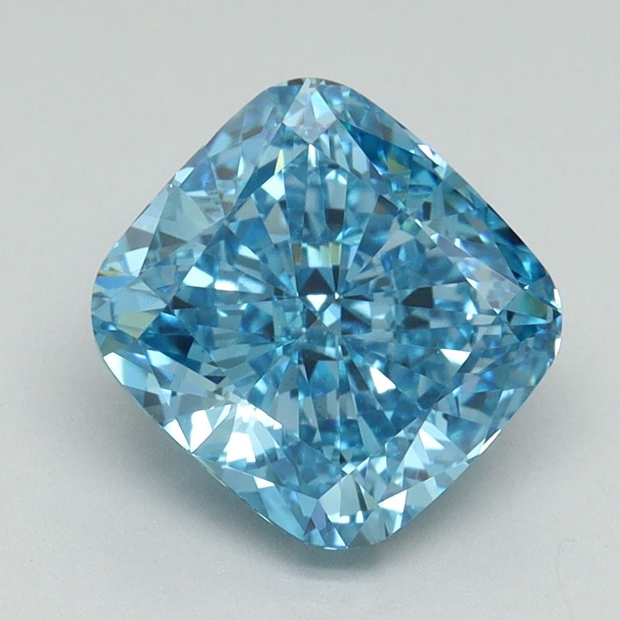 Loose Diamond - CUSHION BRILLIANT 2.6ct Fancy Vivid Blue VS1: Loose Diamond - CUSHION BRILLIANT 2.6ct Fancy Vivid Blue VS1 Source: This is a real non-mined Diamond that has been grown in a lab Shape: CUSHION BRILLIANT Carats: 2.6 Color: Fancy Vivid Blue Certific