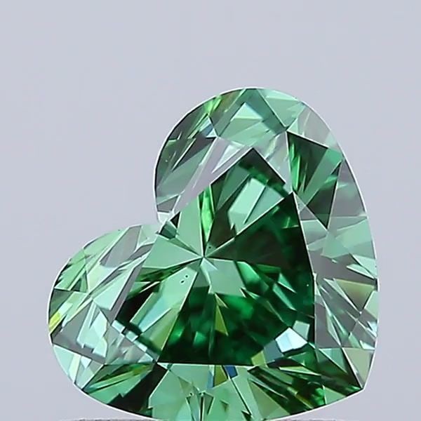 Loose Diamond - HEART 1.0ct Fancy Vivid Green VS1: Loose Diamond - HEART 1.0ct Fancy Vivid Green VS1 Source: This is a real non-mined Diamond that has been grown in a lab Shape: HEART Carats: 1.0 Color: Fancy Vivid Green Certification: IGI Video: