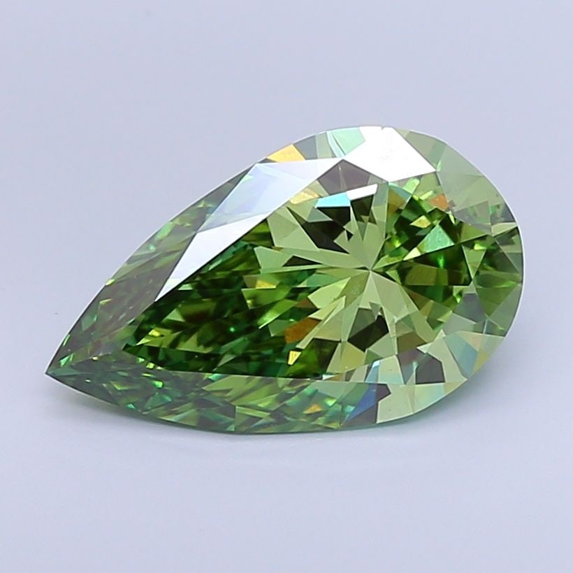 Loose Diamond - PEAR 4.26ct Fancy Vivid Green VS1: Loose Diamond - PEAR 4.26ct Fancy Vivid Green VS1 Source: This is a real non-mined Diamond that has been grown in a lab Shape: PEAR Carats: 4.26 Color: Fancy Vivid Green Certification: IGI Video: