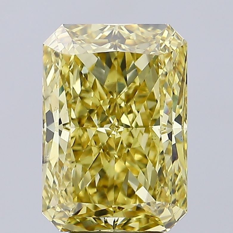 Loose Diamond - RADIANT 4.66ct Fancy Vivid Yellow VS2: Loose Diamond - RADIANT 4.66ct Fancy Vivid Yellow VS2 Source: This is a real non-mined Diamond that has been grown in a lab Shape: RADIANT Carats: 4.66 Color: Fancy Vivid Yellow Certification: IGI Vid