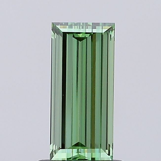 Loose Diamond - BAGUETTE 1.05ct Fancy Vivid Green VVS2: Loose Diamond - BAGUETTE 1.05ct Fancy Vivid Green VVS2 Source: This is a real non-mined Diamond that has been grown in a lab Shape: BAGUETTE Carats: 1.05 Color: Fancy Vivid Green Certification: IGI Vi