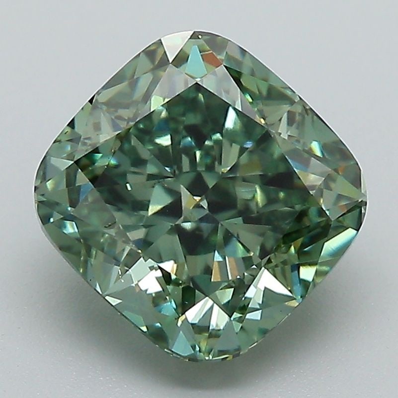 Loose Diamond - CUSHION BRILLIANT 3.23ct Fancy Vivid Green VVS2: Loose Diamond - CUSHION BRILLIANT 3.23ct Fancy Vivid Green VVS2 Source: This is a real non-mined Diamond that has been grown in a lab Shape: CUSHION BRILLIANT Carats: 3.23 Color: Fancy Vivid Green Cer