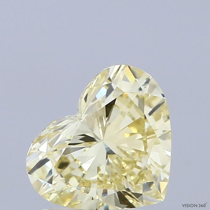 Loose Diamond - HEART 1.6ct Fancy Light Yellow VVS2: Loose Diamond - HEART 1.6ct Fancy Light Yellow VVS2 Source: This is a real non-mined Diamond that has been grown in a lab Shape: HEART Carats: 1.6 Color: Fancy Light Yellow Certification: IGI Video: