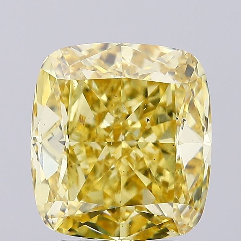 Loose Diamond - CUSHION BRILLIANT 3.45ct Fancy Intense Yellow VS2: Loose Diamond - CUSHION BRILLIANT 3.45ct Fancy Intense Yellow VS2 Source: This is a real non-mined Diamond that has been grown in a lab Shape: CUSHION BRILLIANT Carats: 3.45 Color: Fancy Intense Yello