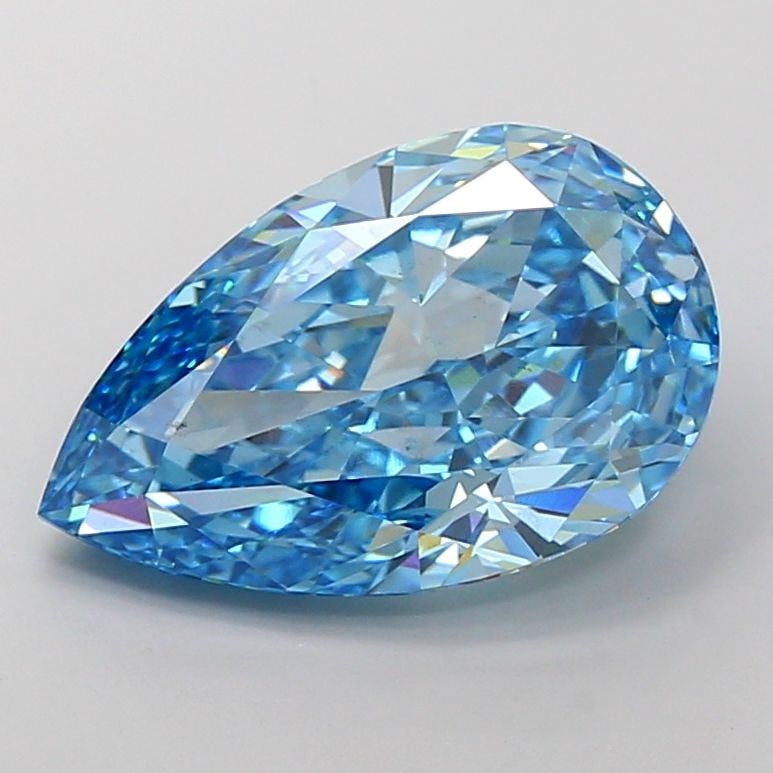 Loose Diamond - PEAR 10.31ct Fancy Vivid Blue VS2: Loose Diamond - PEAR 10.31ct Fancy Vivid Blue VS2 Source: This is a real non-mined Diamond that has been grown in a lab Shape: PEAR Carats: 10.31 Color: Fancy Vivid Blue Certification: IGI Video: