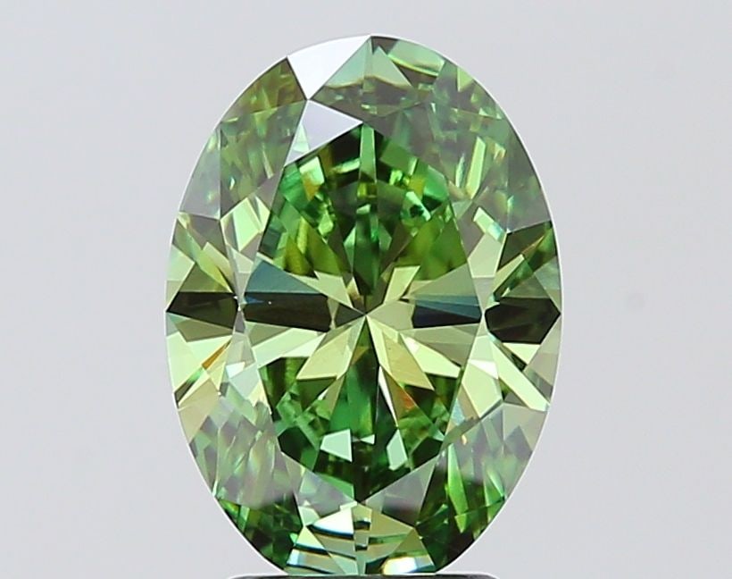 Loose Diamond - OVAL 3.0ct Fancy Vivid Green VS1: Loose Diamond - OVAL 3.0ct Fancy Vivid Green VS1 Source: This is a real non-mined Diamond that has been grown in a lab Shape: OVAL Carats: 3.0 Color: Fancy Vivid Green Certification: IGI The Diamond D