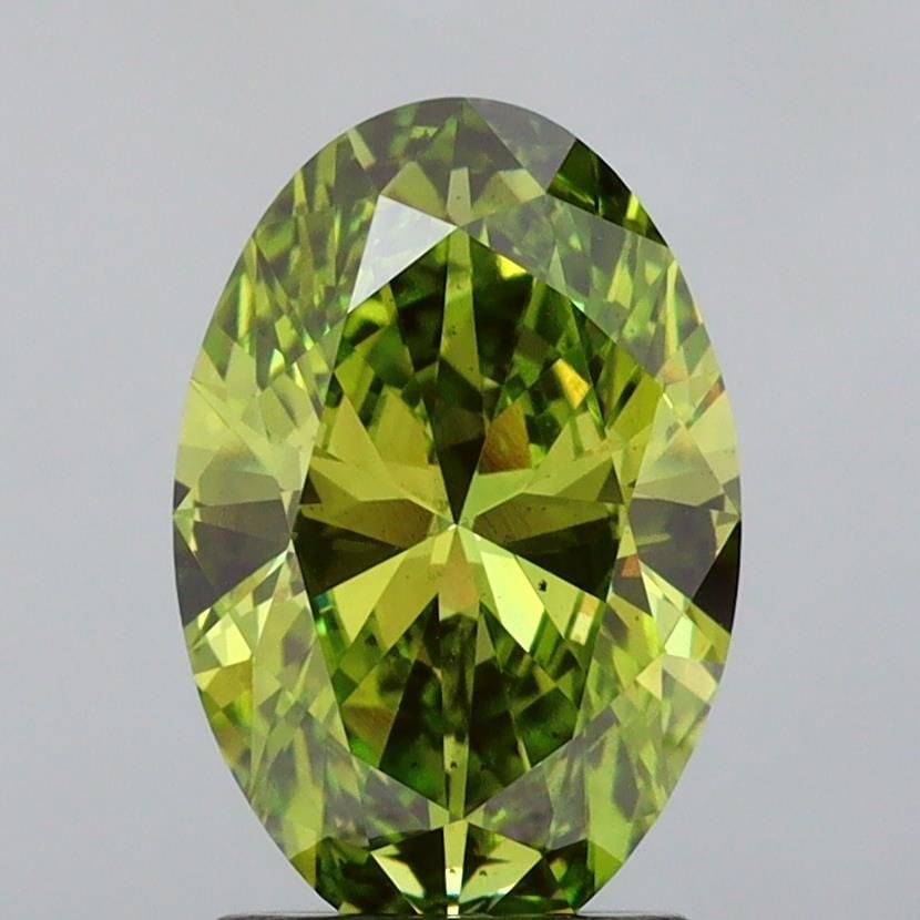 Loose Diamond - OVAL 2.06ct Fancy Vivid Green SI1: Loose Diamond - OVAL 2.06ct Fancy Vivid Green SI1 Source: This is a real non-mined Diamond that has been grown in a lab Shape: OVAL Carats: 2.06 Color: Fancy Vivid Green Certification: IGI The Diamond