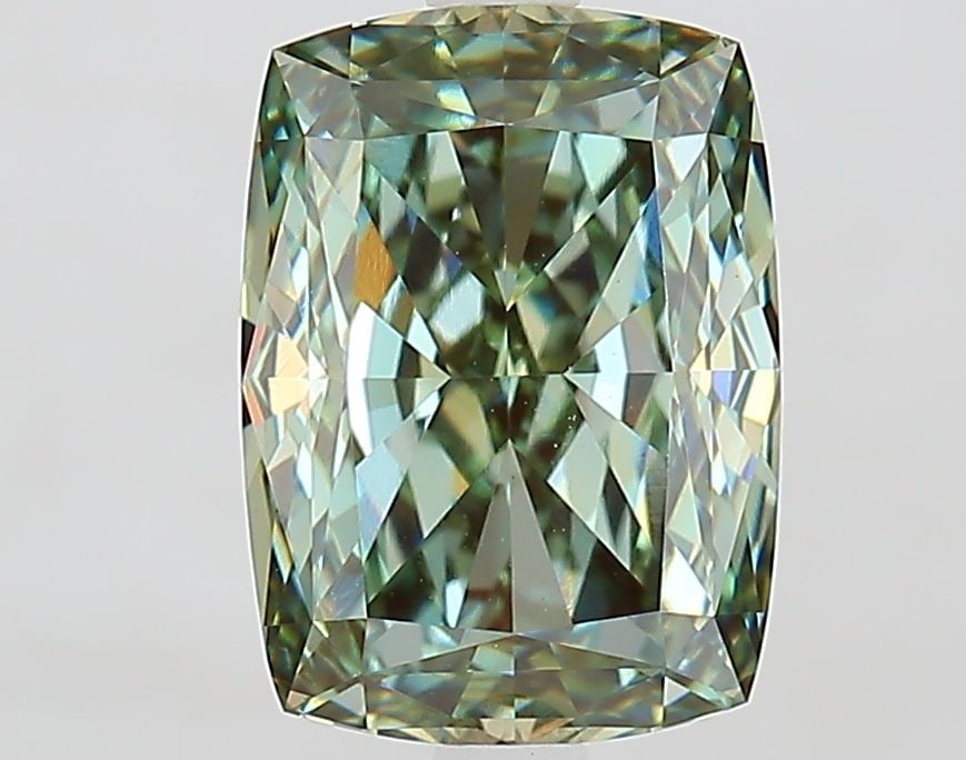 Loose Diamond - CUSHION MODIFIED 3.1ct Fancy Vivid Green VVS2: Loose Diamond - CUSHION MODIFIED 3.1ct Fancy Vivid Green VVS2 Source: This is a real non-mined Diamond that has been grown in a lab Shape: CUSHION MODIFIED Carats: 3.1 Color: Fancy Vivid Green Certifi