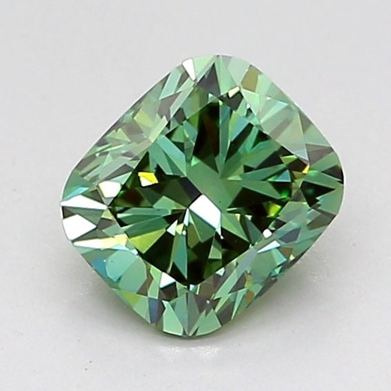 Loose Diamond - CUSHION MODIFIED 1.07ct Fancy Vivid Green VS1: Loose Diamond - CUSHION MODIFIED 1.07ct Fancy Vivid Green VS1 Source: This is a real non-mined Diamond that has been grown in a lab Shape: CUSHION MODIFIED Carats: 1.07 Color: Fancy Vivid Green Certif