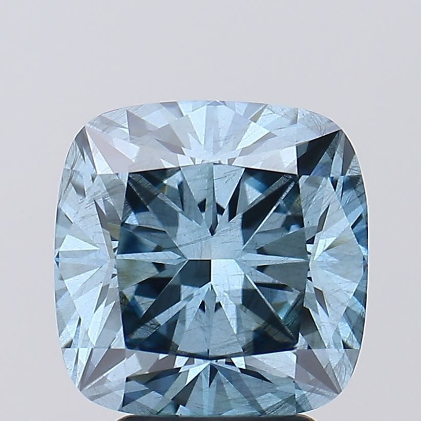 Loose Diamond - CUSHION BRILLIANT 4.04ct Fancy Vivid Blue VS2: Loose Diamond - CUSHION BRILLIANT 4.04ct Fancy Vivid Blue VS2 Source: This is a real non-mined Diamond that has been grown in a lab Shape: CUSHION BRILLIANT Carats: 4.04 Color: Fancy Vivid Blue Certif