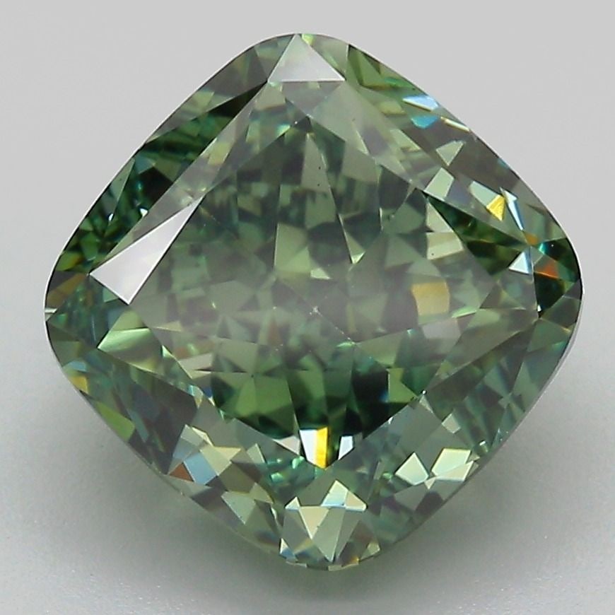 Loose Diamond - CUSHION MODIFIED 4.97ct Fancy Vivid Green VS1: Loose Diamond - CUSHION MODIFIED 4.97ct Fancy Vivid Green VS1 Source: This is a real non-mined Diamond that has been grown in a lab Shape: CUSHION MODIFIED Carats: 4.97 Color: Fancy Vivid Green Certif
