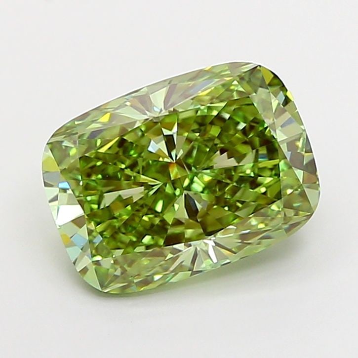 Loose Diamond - CUSHION MODIFIED 3.52ct Fancy Vivid Green VS2: Loose Diamond - CUSHION MODIFIED 3.52ct Fancy Vivid Green VS2 Source: This is a real non-mined Diamond that has been grown in a lab Shape: CUSHION MODIFIED Carats: 3.52 Color: Fancy Vivid Green Certif