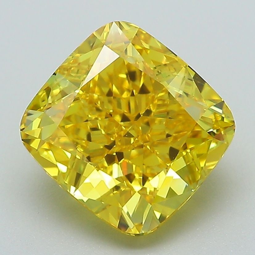Loose Diamond - CUSHION MODIFIED 3.37ct Fancy Yellow VVS2: Loose Diamond - CUSHION MODIFIED 3.37ct Fancy Yellow VVS2 Source: This is a real non-mined Diamond that has been grown in a lab Shape: CUSHION MODIFIED Carats: 3.37 Color: Fancy Yellow Certification: 