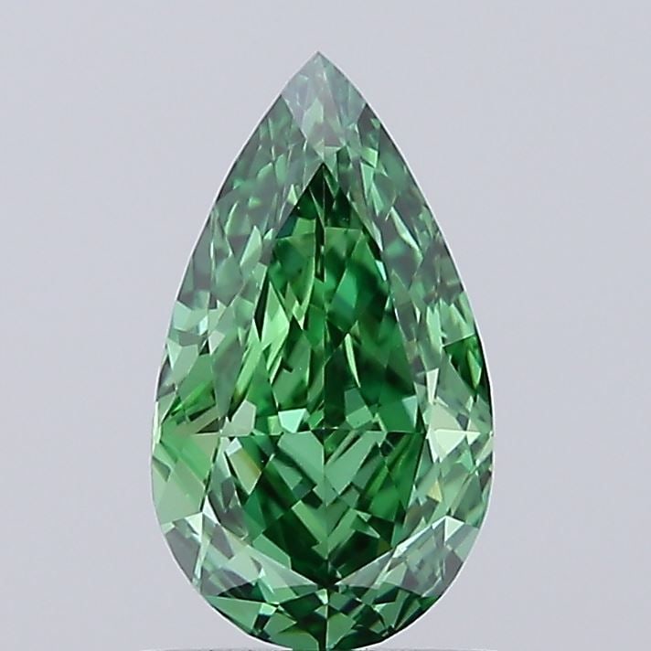 Loose Diamond - PEAR 1.28ct Fancy Vivid Green VVS2: Loose Diamond - PEAR 1.28ct Fancy Vivid Green VVS2 Source: This is a real non-mined Diamond that has been grown in a lab Shape: PEAR Carats: 1.28 Color: Fancy Vivid Green Certification: IGI Video:
